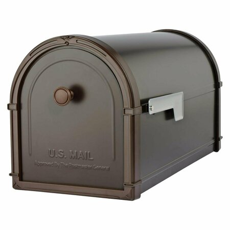 ARCHITECTURAL MAILBOXES Bellevue Modern Galvanized Steel Post Mounted Rubbed Bronze Mailbox, 10.7 x 9.2 x 21.3 in. AR6546